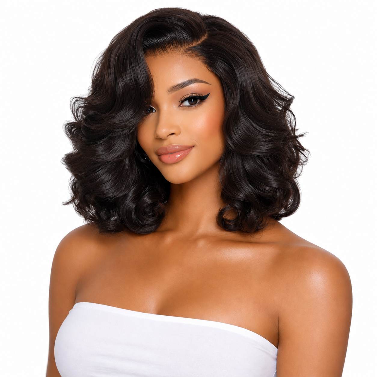 CindiRiver 100% Human Hair Loose Wave Wig 12 inch