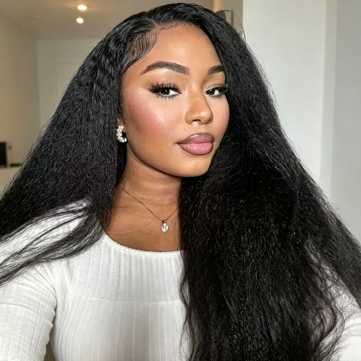 CindiRiver Kinky Straight Human Hair Half Wig – 230% Density – product image 2