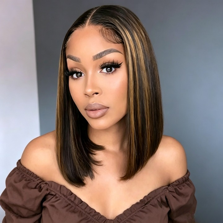CindiRiver 5×5 HD Lace Highlight Bob Glueless Wig – 250% Density – product image 1