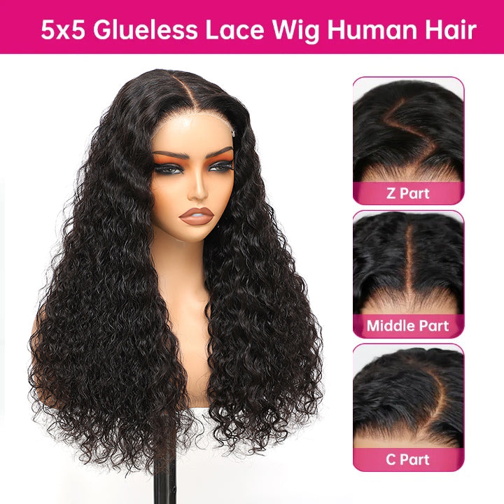 CindiRiver 5×5 HD Lace Water Wave Glueless Wig – 280% Density – product image 2