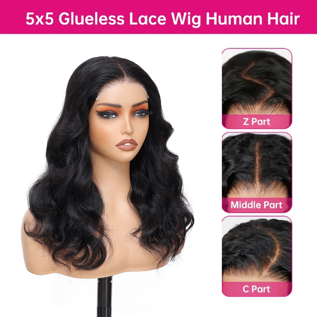 CindiRiver 5×5 HD Lace Body Wave Glueless Wig – 230% Density – product image 2