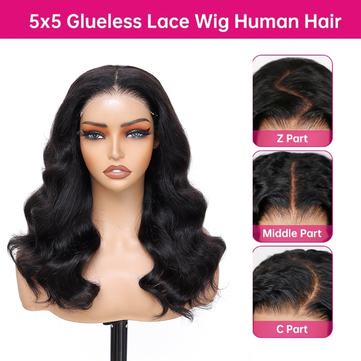 CindiRiver 5×5 HD Lace Loose Wave Glueless Wig – 210% Density – product image 2