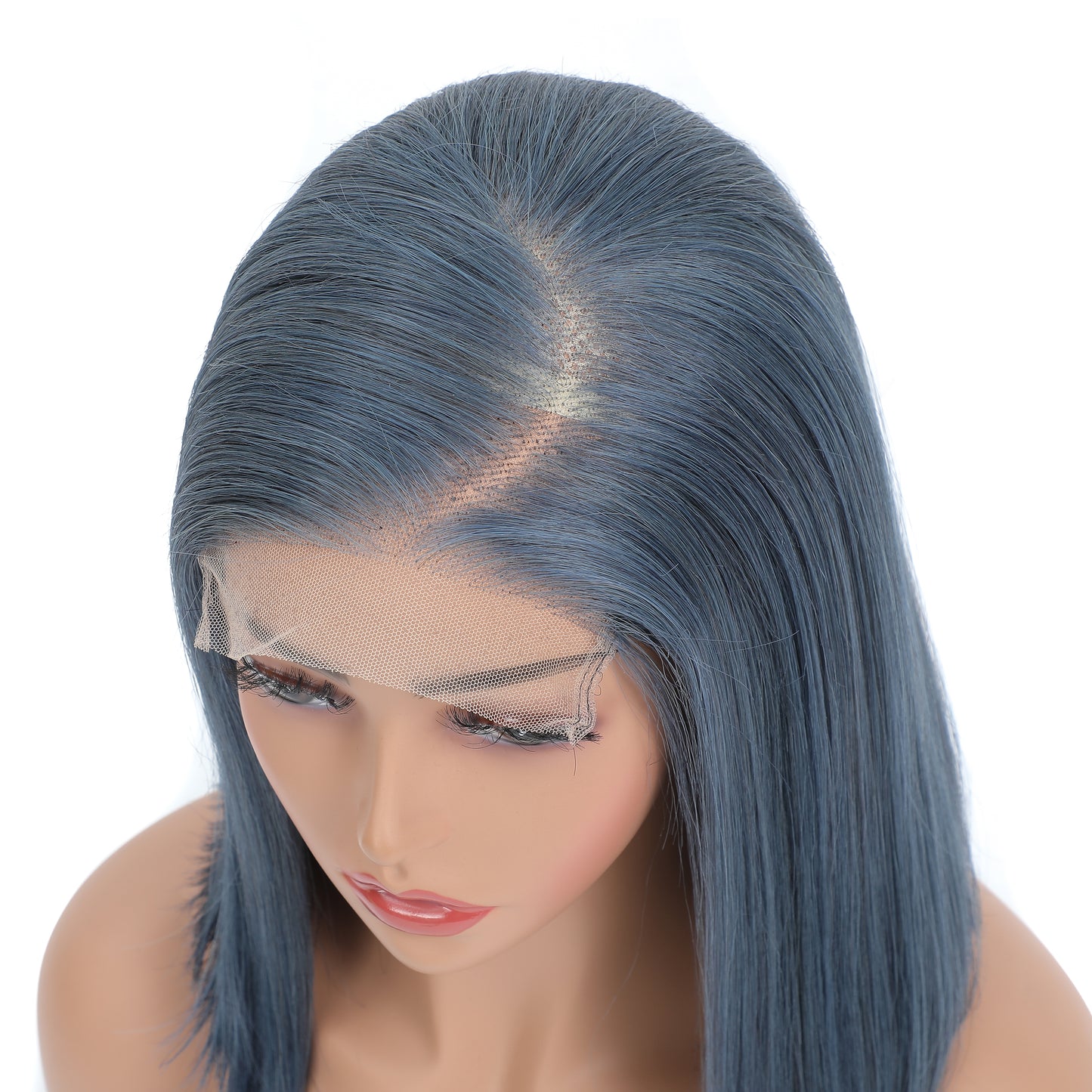 CindiRiver 100% Human Hair Glueless Wig 5x5 HD Lace BOB wig Misty Blue
