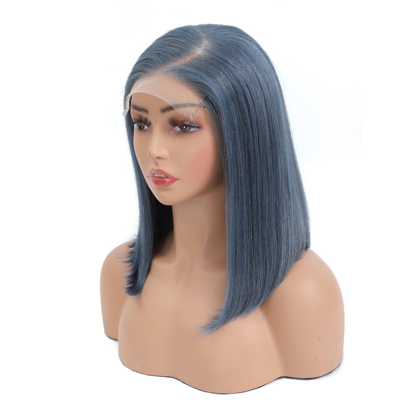 CindiRiver 100% Human Hair Glueless Wig 5x5 HD Lace BOB wig Misty Blue