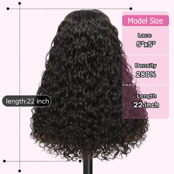 CindiRiver 5×5 HD Lace Water Wave Glueless Wig – 280% Density – product image 3