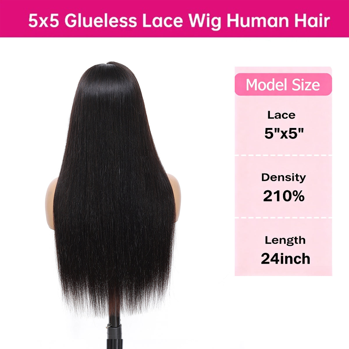 CindiRiver 5×5 HD Lace Silky Straight Glueless Wig – 210% Density – product image 4