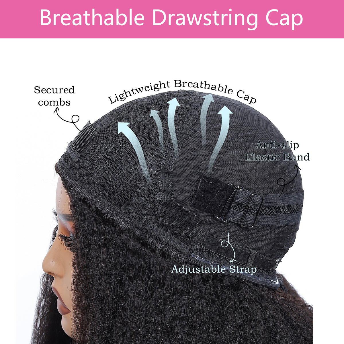 CindiRiver Kinky Straight Human Hair Half Wig – 230% Density – product image 5