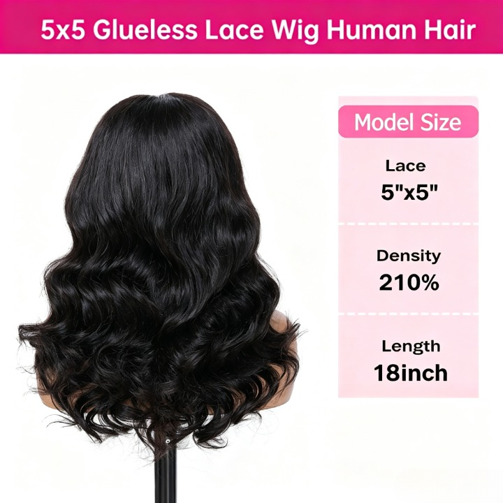 CindiRiver 5×5 HD Lace Loose Wave Glueless Wig – 210% Density – product image 3