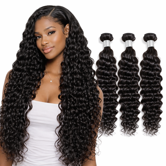 CindiRiver Bundles Deep Wave 100% Human Hair
