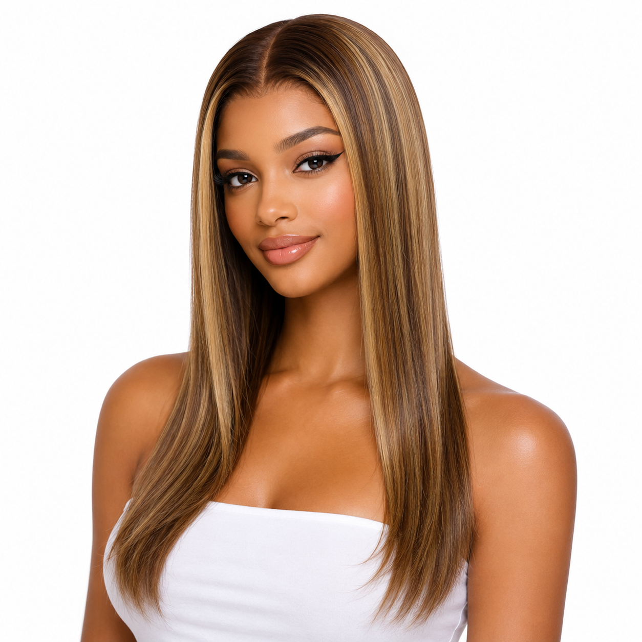 CindiRiver 100% Human Hair 4/27 Colored Straight Wig