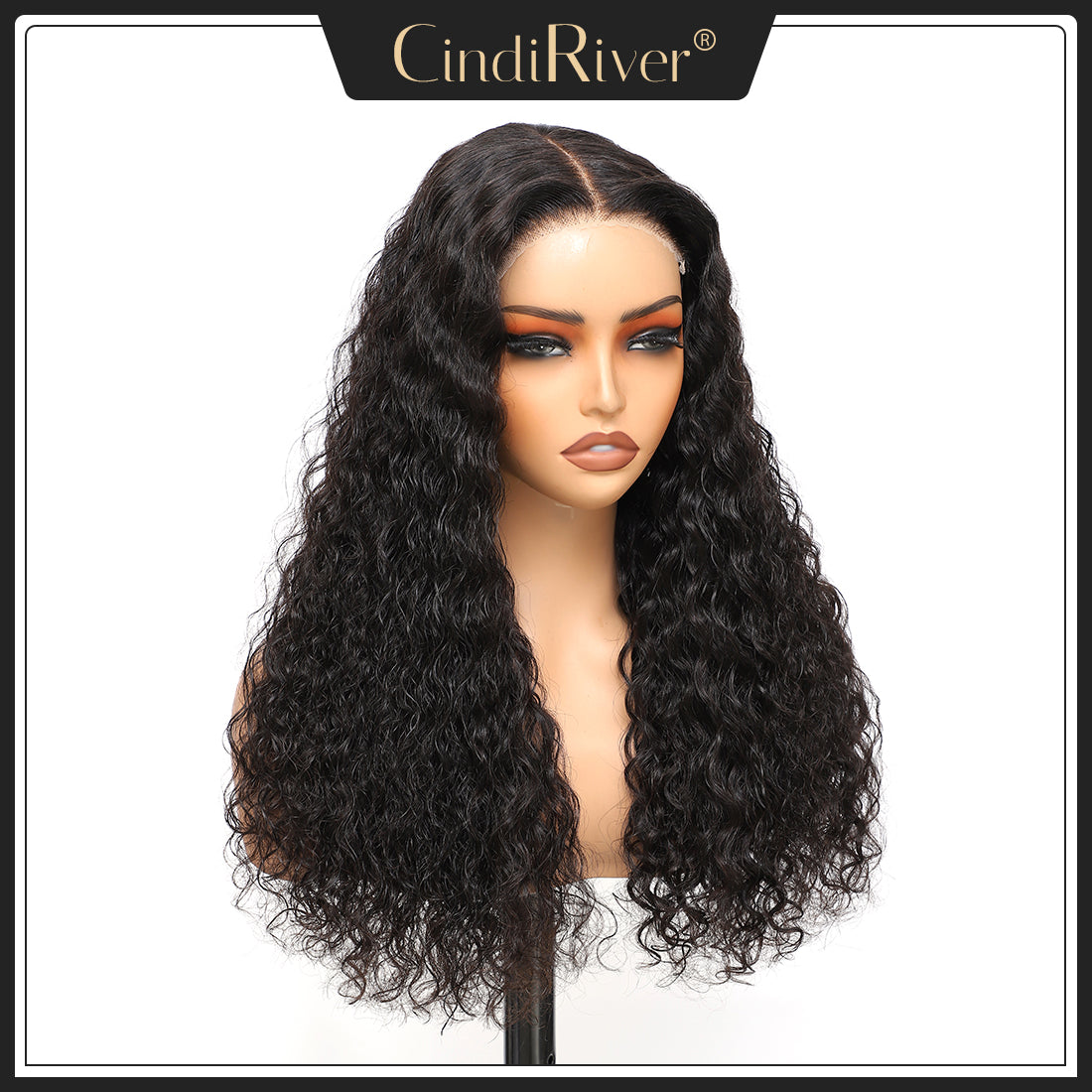 CindiRiver Water Wave Human Hair Wig 5x5 HD Lace Closure Pre Cut Lace and Bleached Knots Wear Go Glueless Natural Hairline Elastic Non Slip 3 Size Adjustable