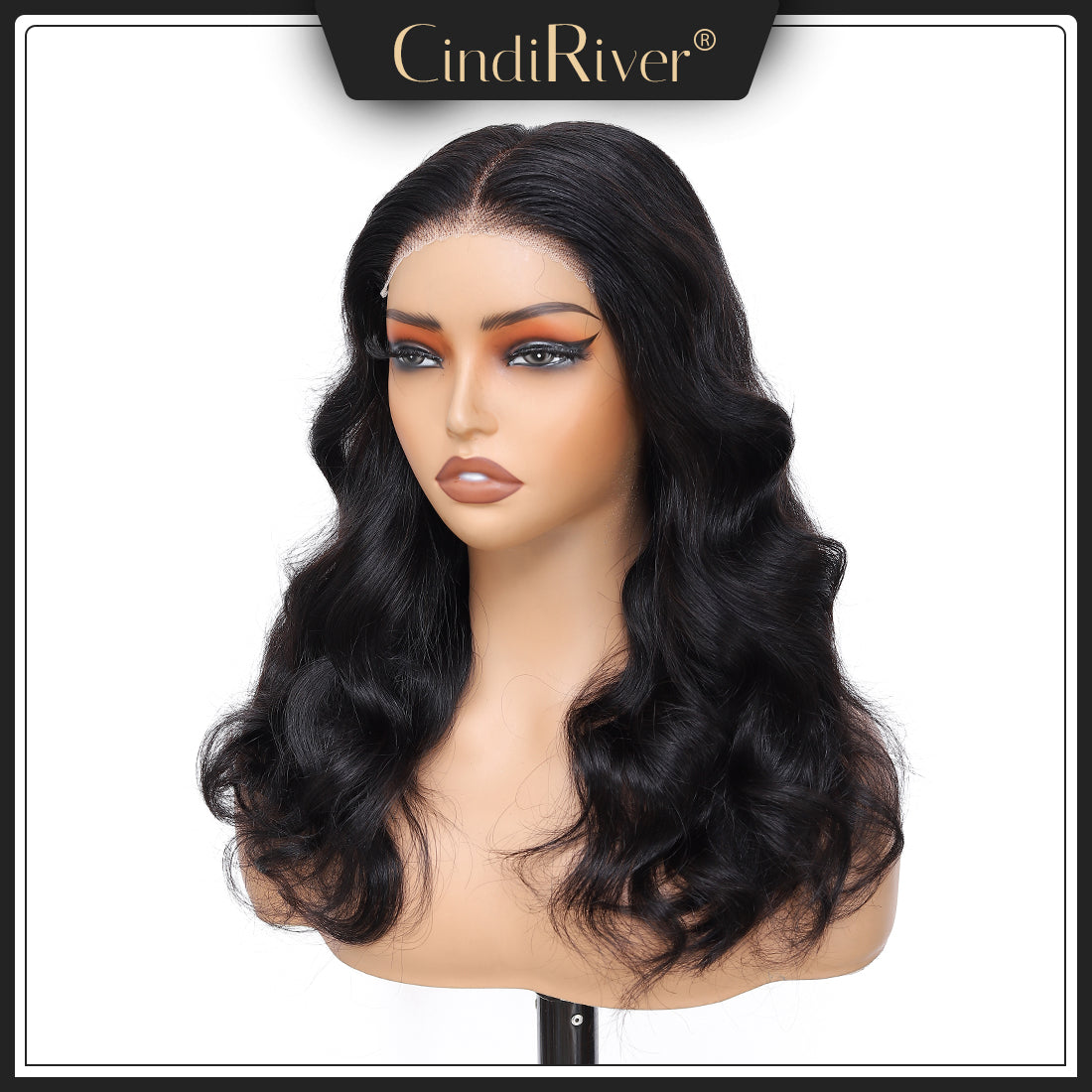 CindiRiver 100% Human Hair Glueless Wig 5x5 HD Lace Body Wave wig