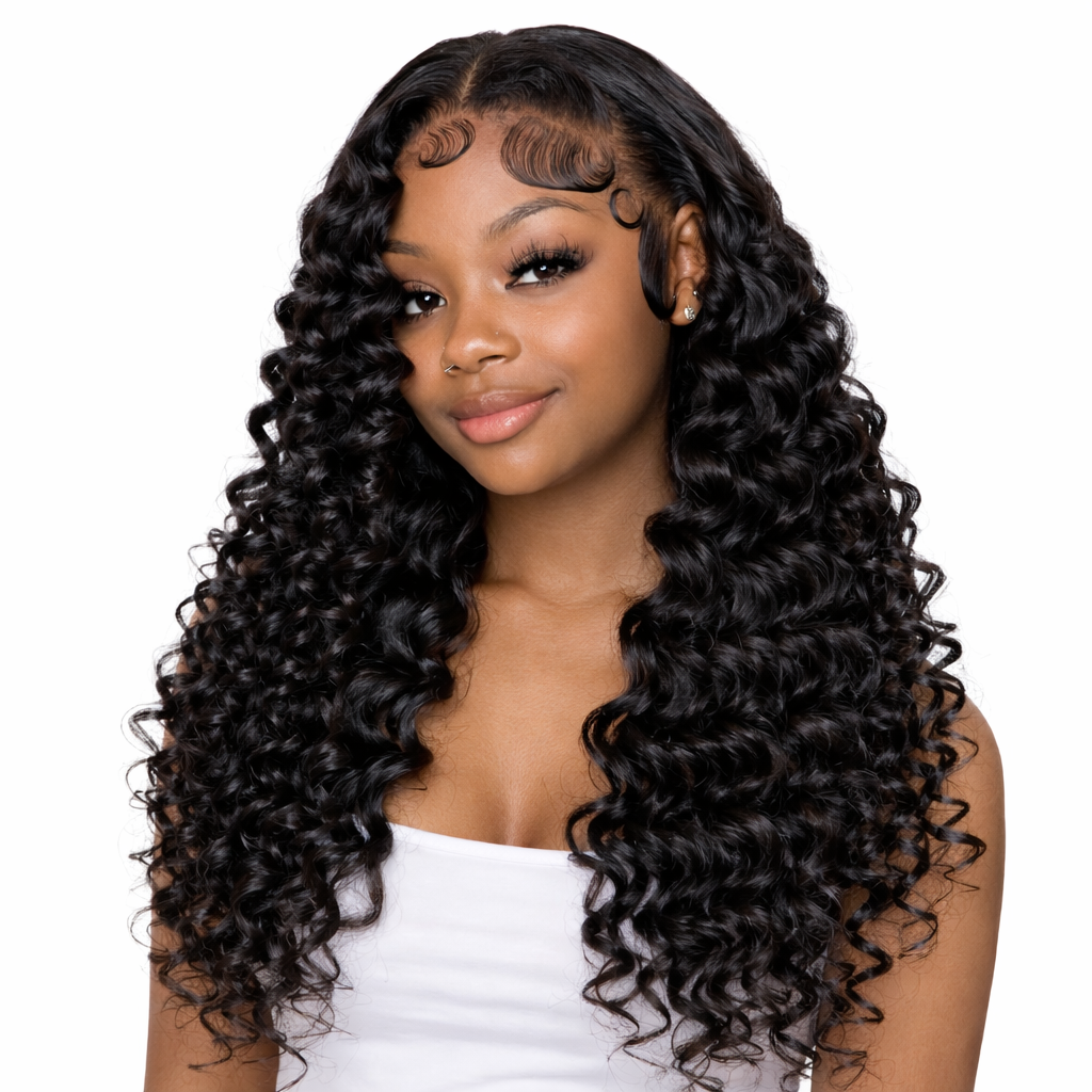 CindiRiver 100% Human Hair Glueless Wig Loose Deep Wave